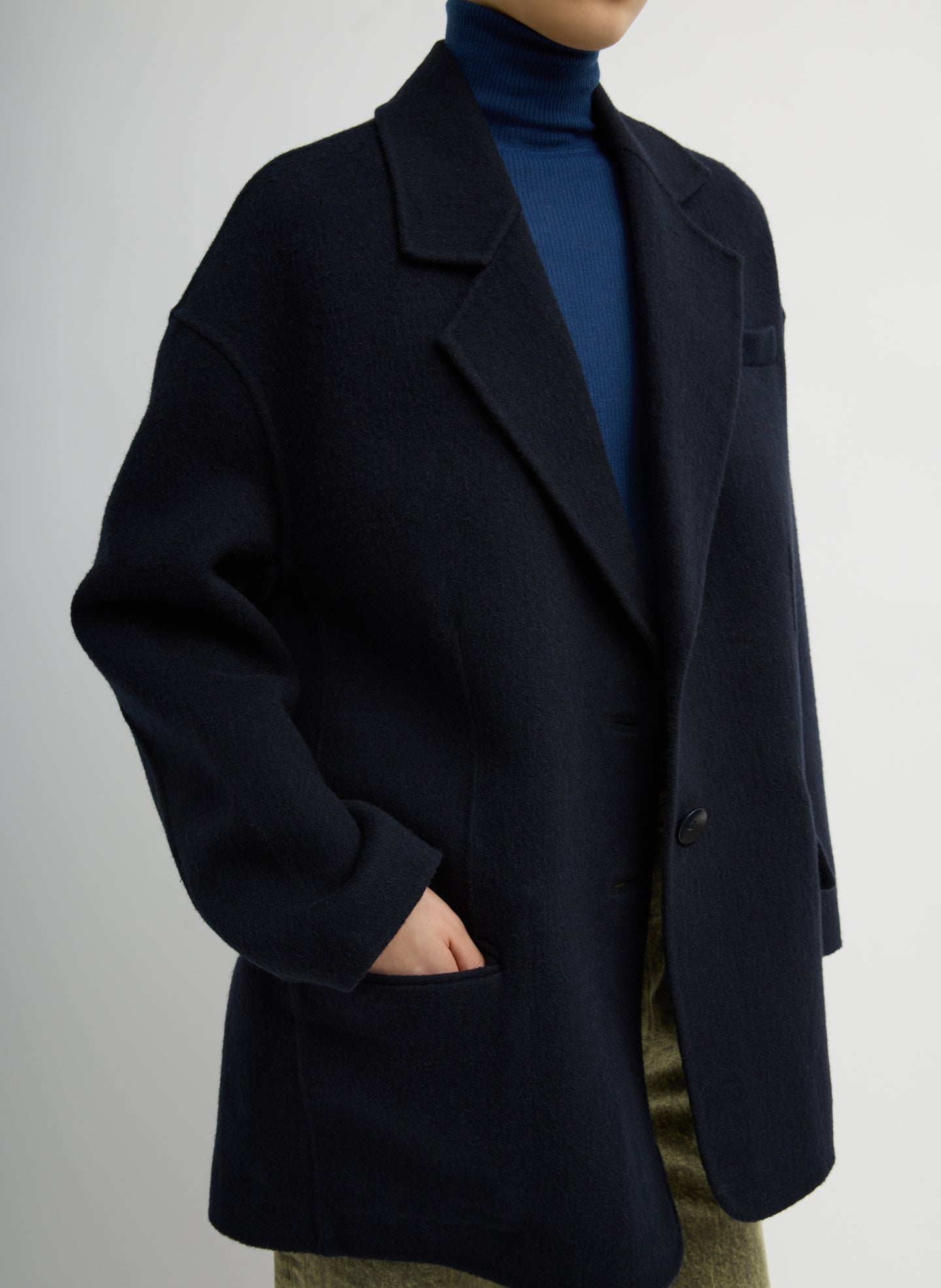 Tibi Luxe Double Faced Wool Angora Liam Blazer