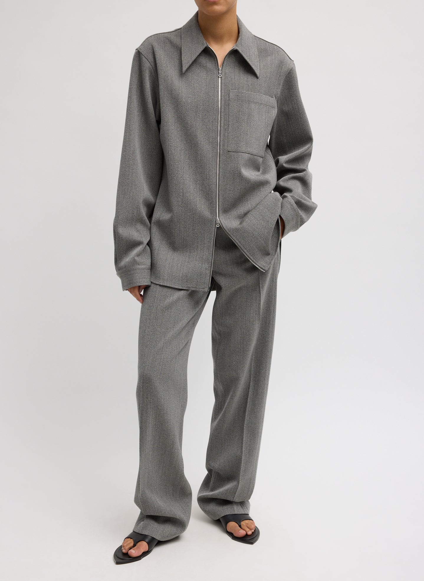Tibi Structured Wool Zipper Jacket