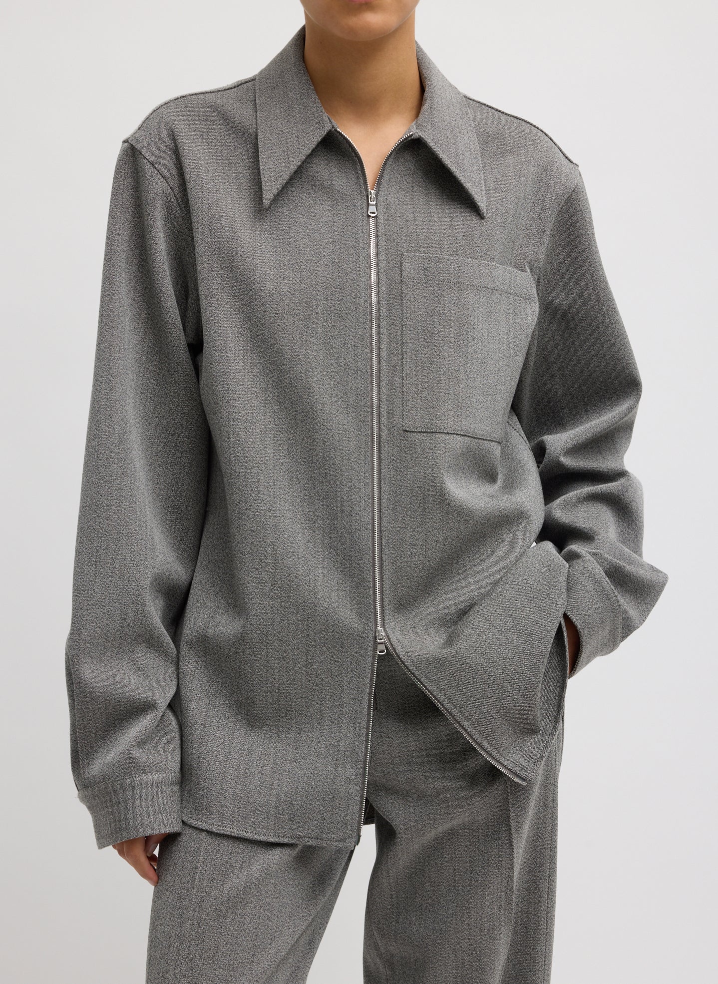 Tibi Structured Wool Zipper Jacket