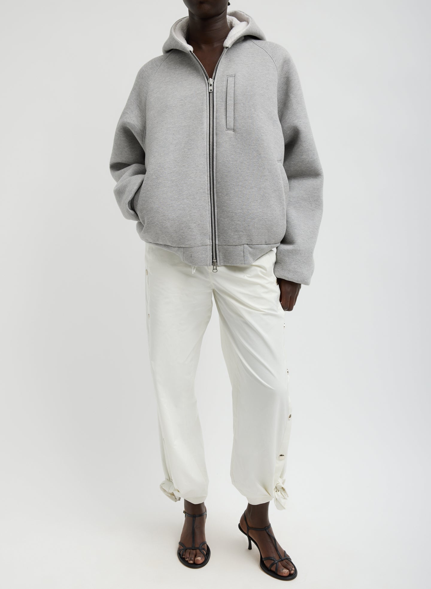 Tibi Compact Tech French Terry Zip Up Hoodie
