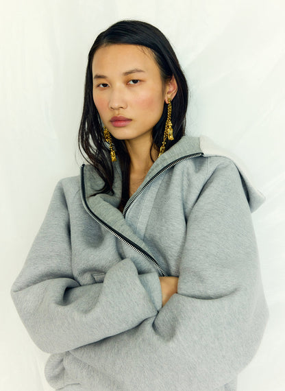 Tibi Compact Tech French Terry Zip Up Hoodie