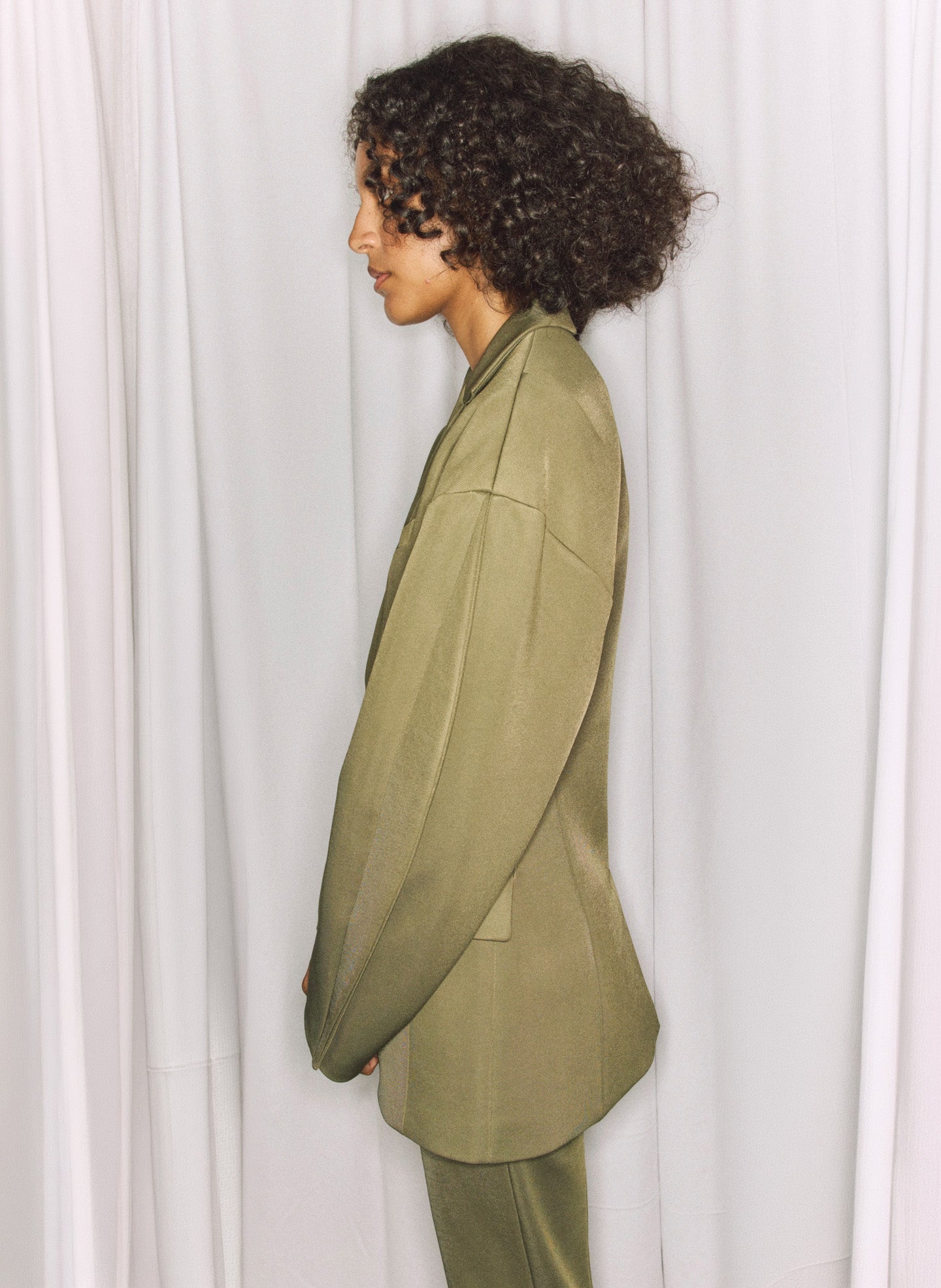 Tibi Spring Bonded Twill Sculpted Blazer