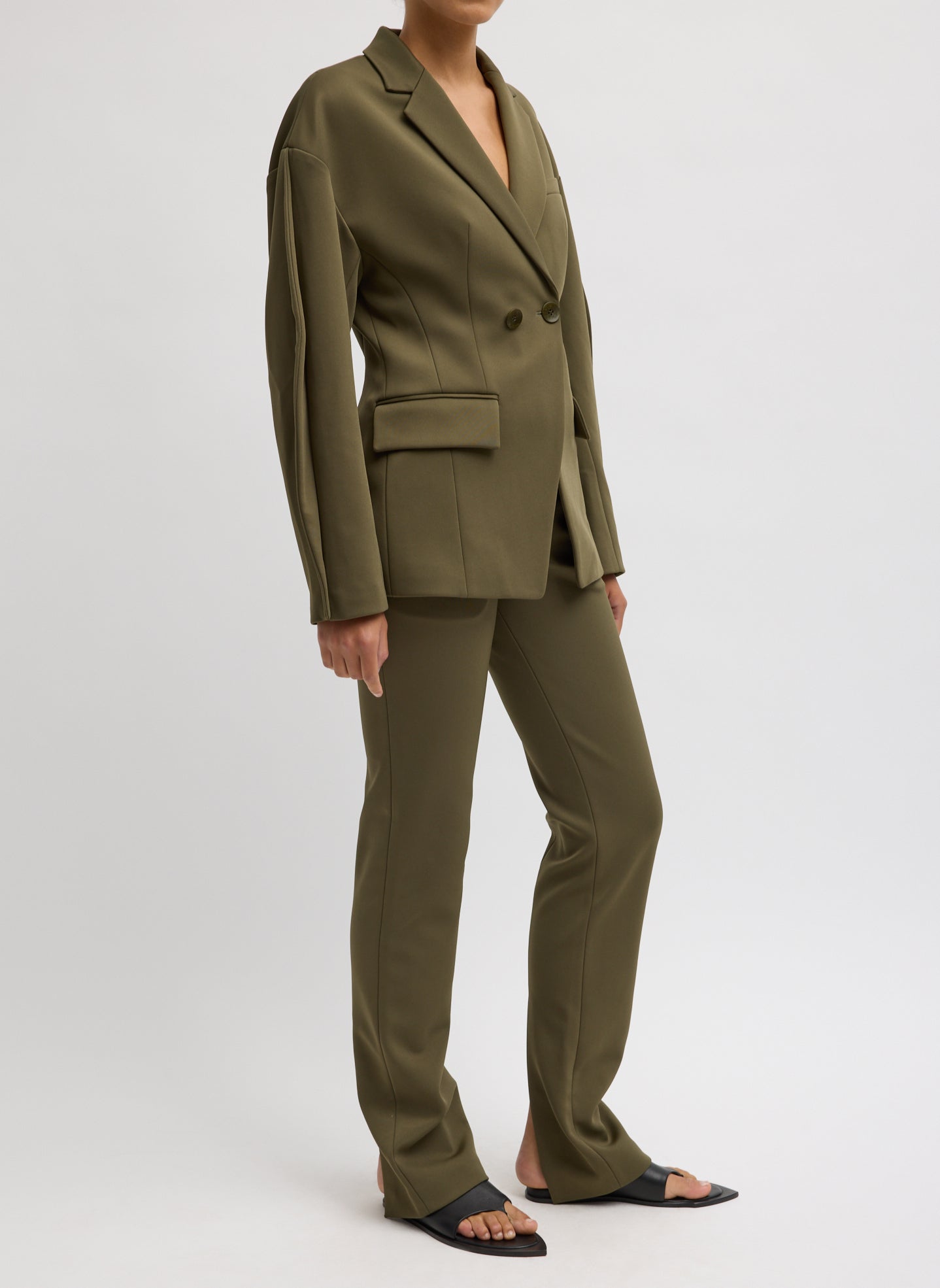 Tibi Spring Bonded Twill Sculpted Blazer