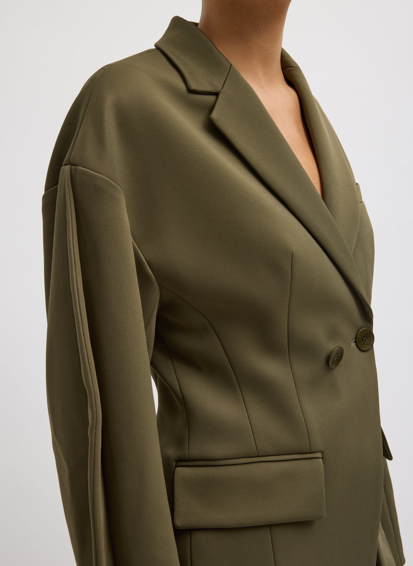 Tibi Spring Bonded Twill Sculpted Blazer