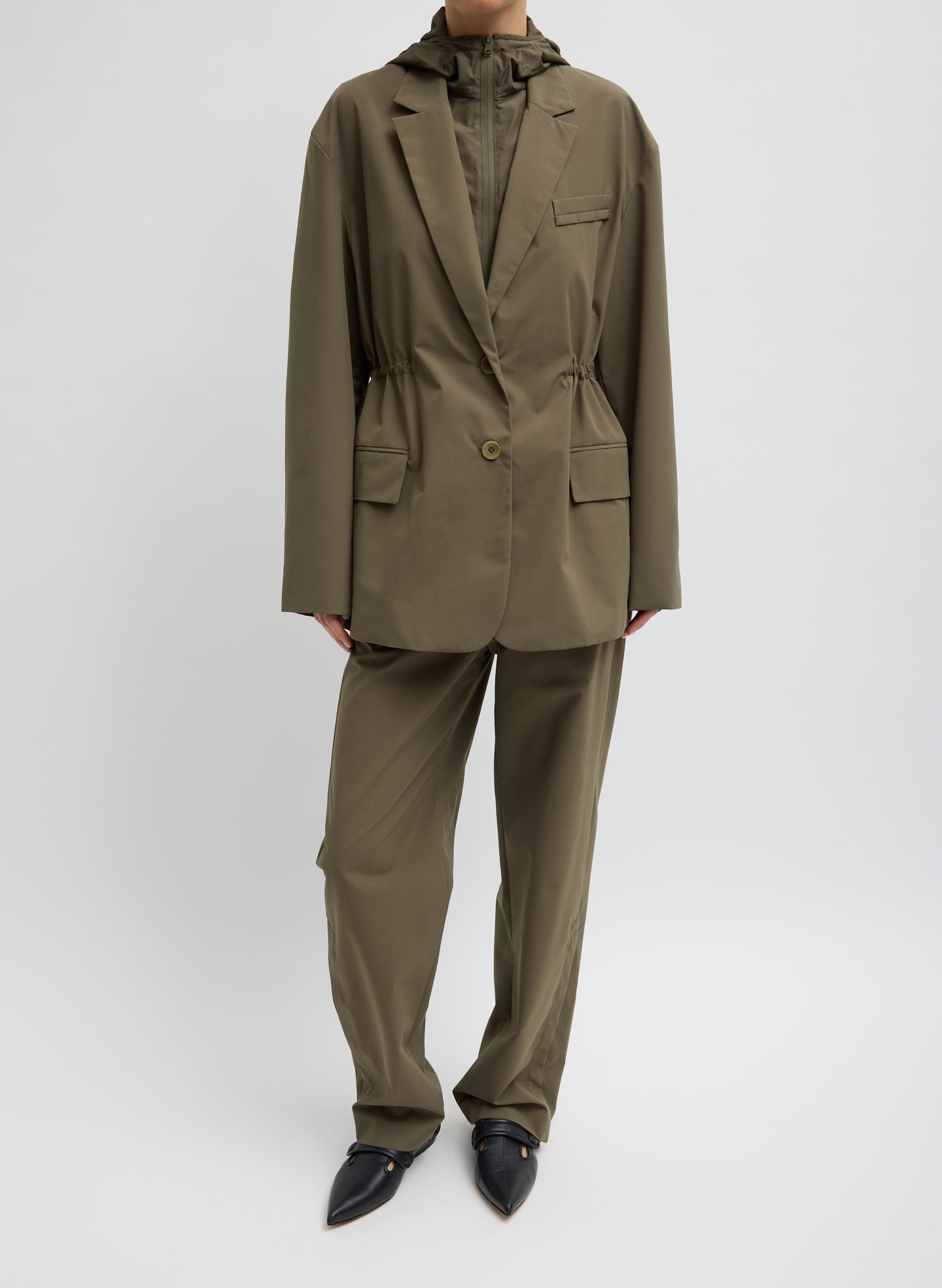 Tibi Tech Suiting Anorak Blazer With Zip Off Vest