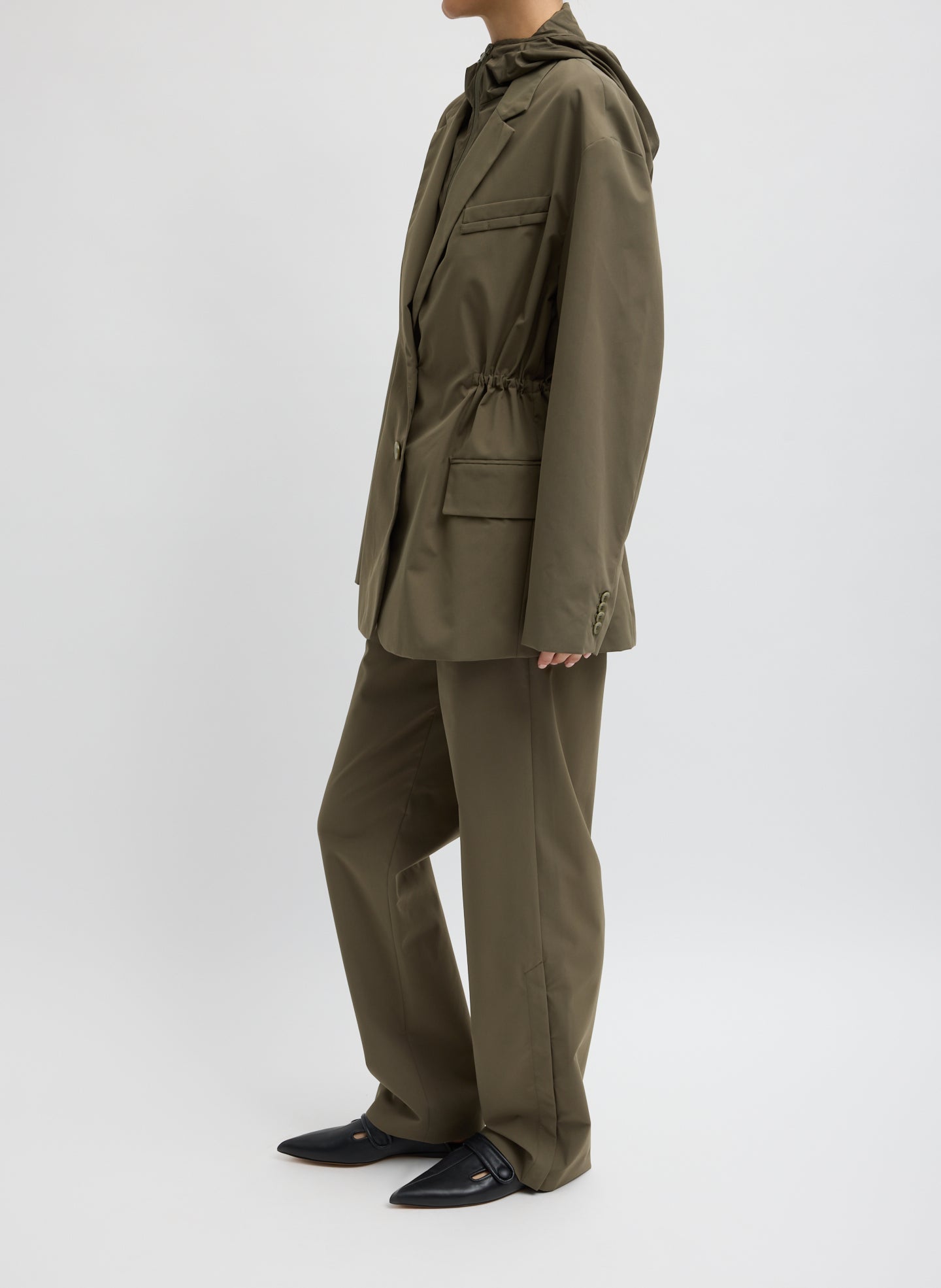 Tibi Tech Suiting Anorak Blazer With Zip Off Vest