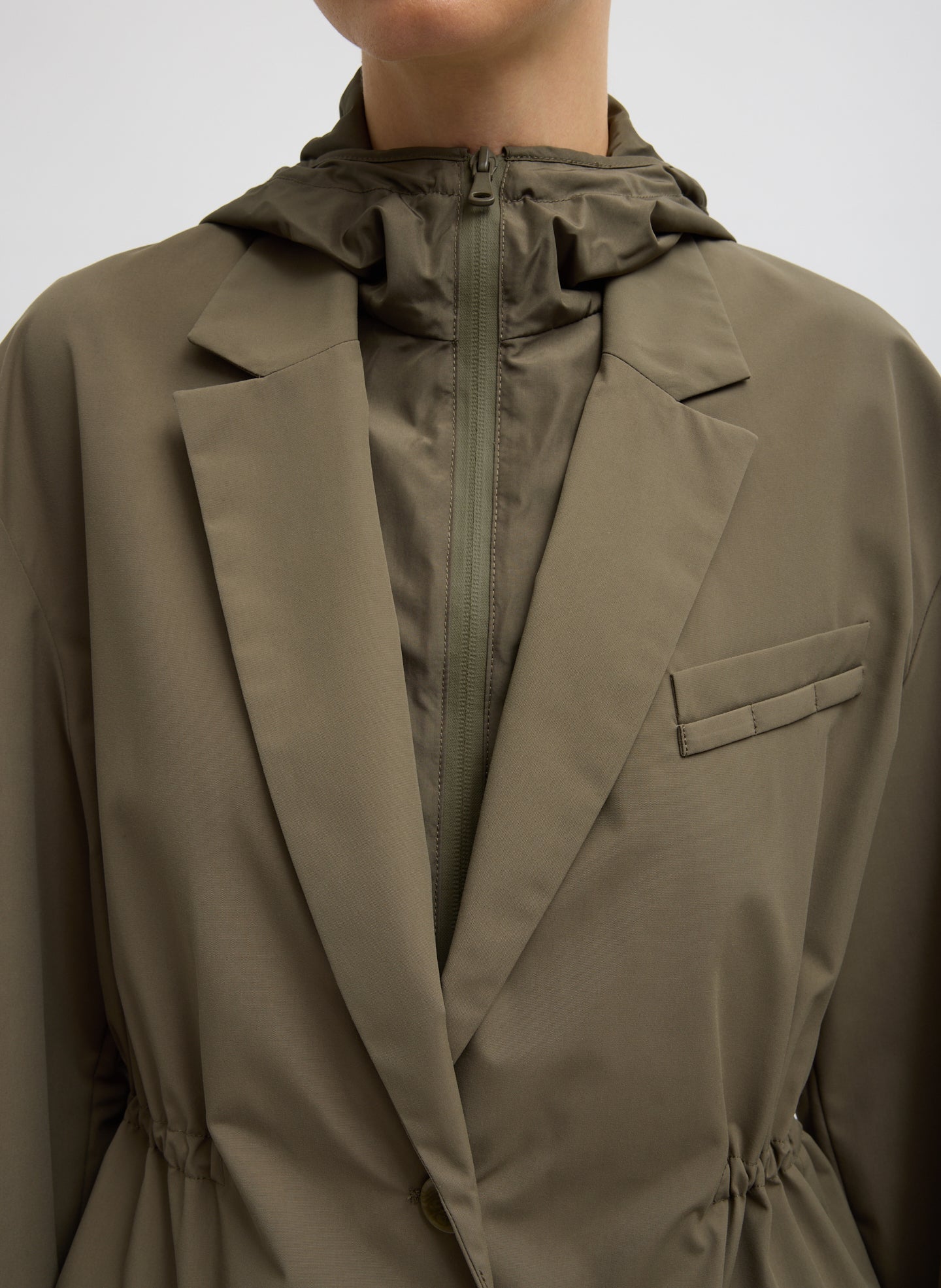 Tibi Tech Suiting Anorak Blazer With Zip Off Vest
