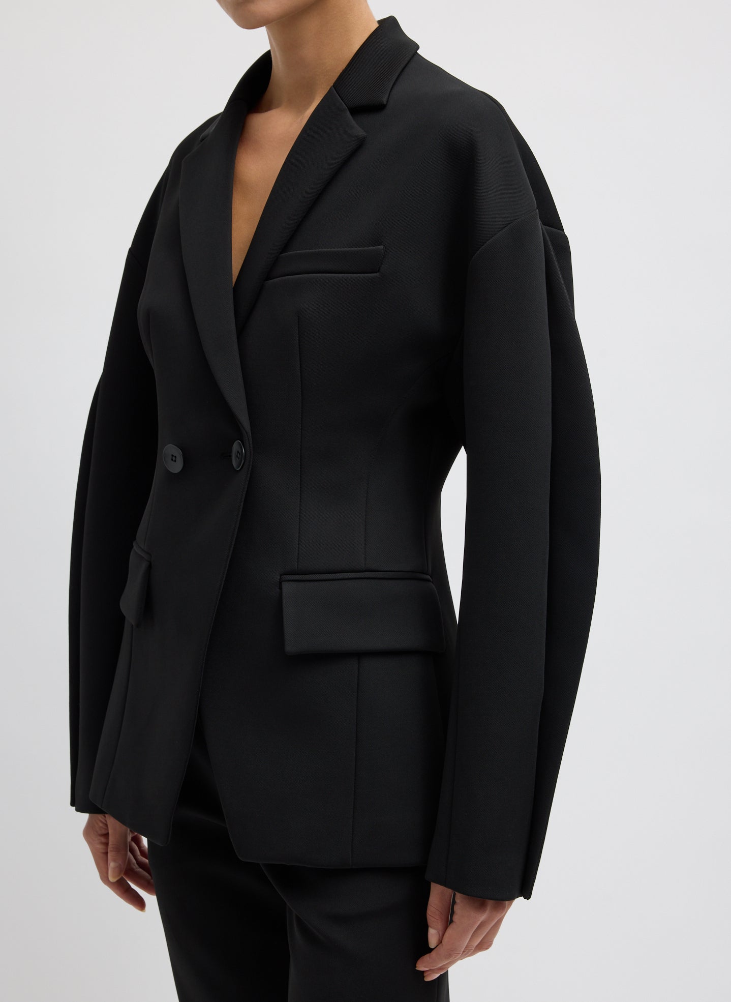 Tibi Spring Bonded Twill Sculpted Blazer