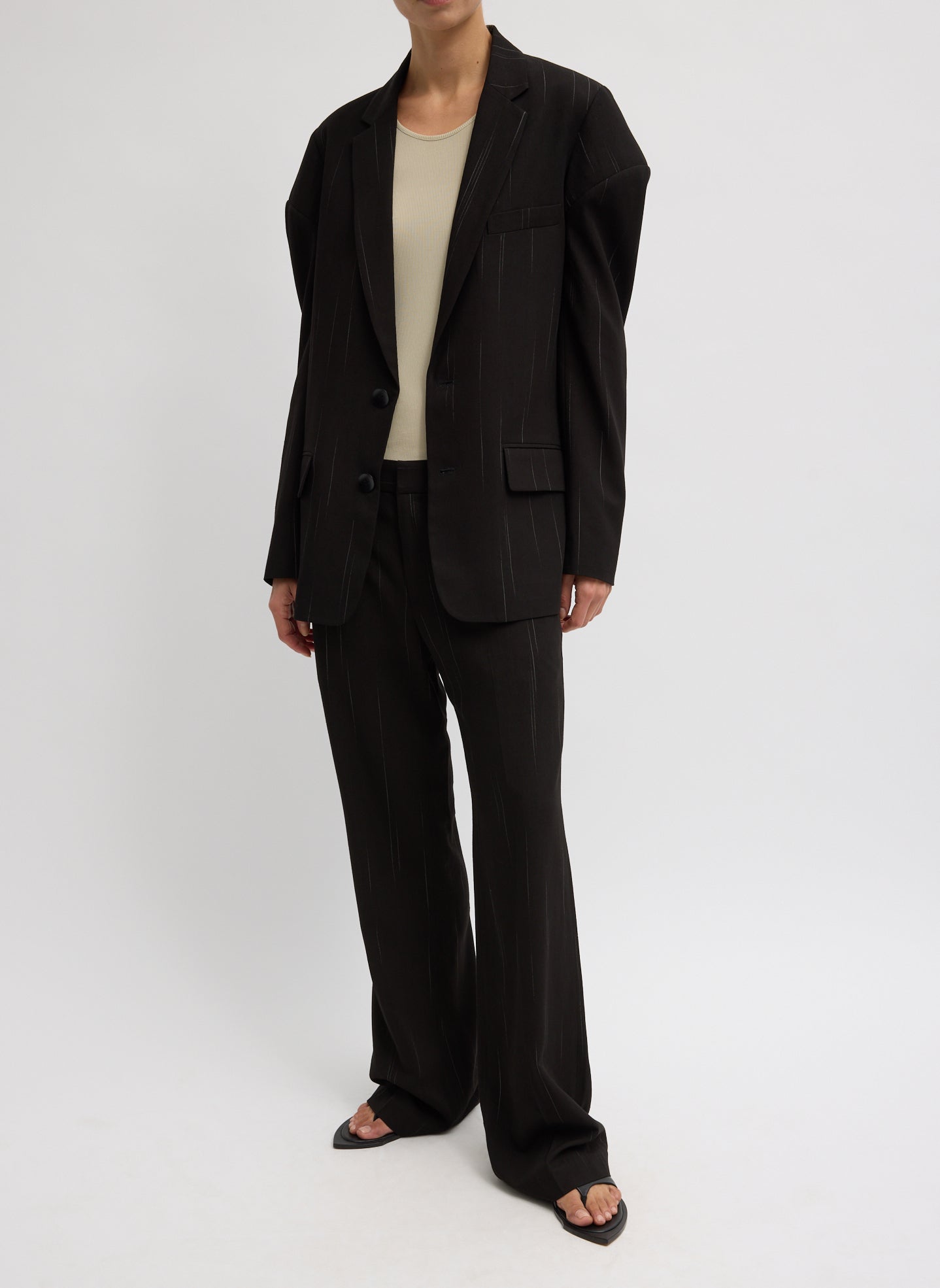Tibi Viscose Suiting Hinged Sleeve Blazer