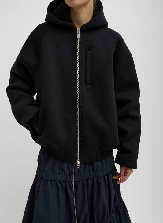 Tibi Compact Tech French Terry Zip Up Hoodie
