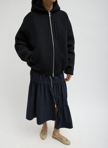 Tibi Compact Tech French Terry Zip Up Hoodie