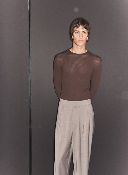 Tibi Ribbed Sweater Crewneck Pullover