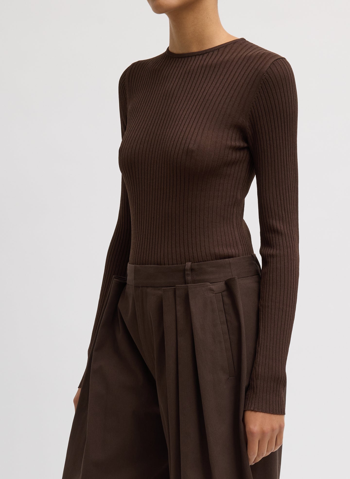 Tibi Ribbed Sweater Crewneck Pullover