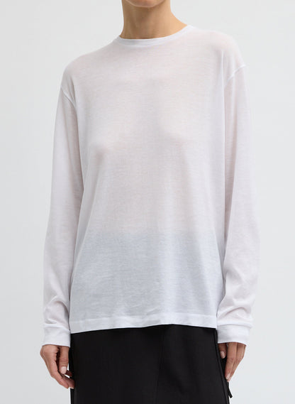 Tibi Sheer Crepe Knit Crewneck Unisex Long Sleeve T-Shirt