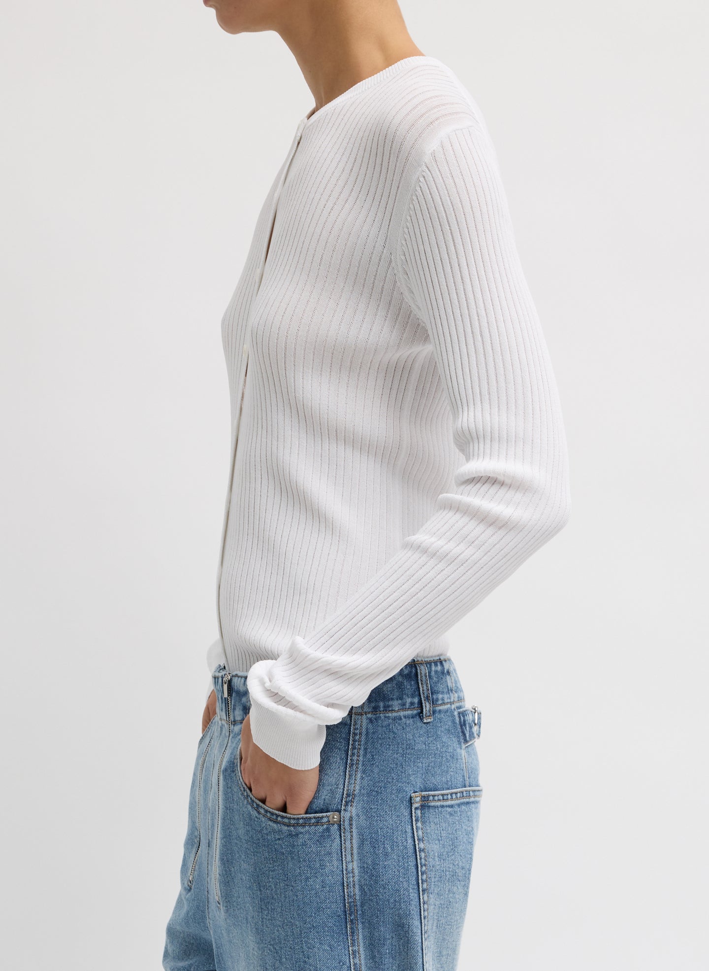 Tibi Ribbed Sweater Slim Cardigan