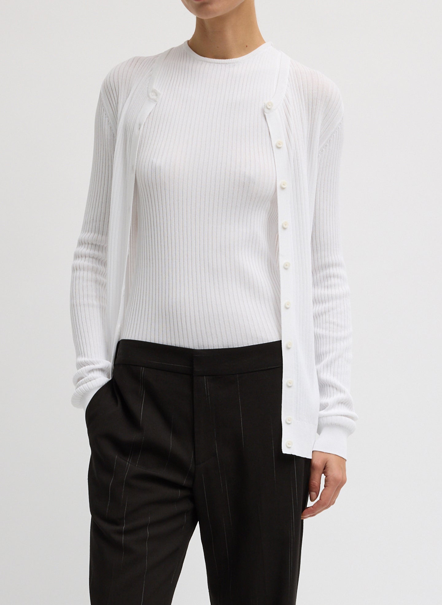 Tibi Ribbed Sweater Slim Cardigan