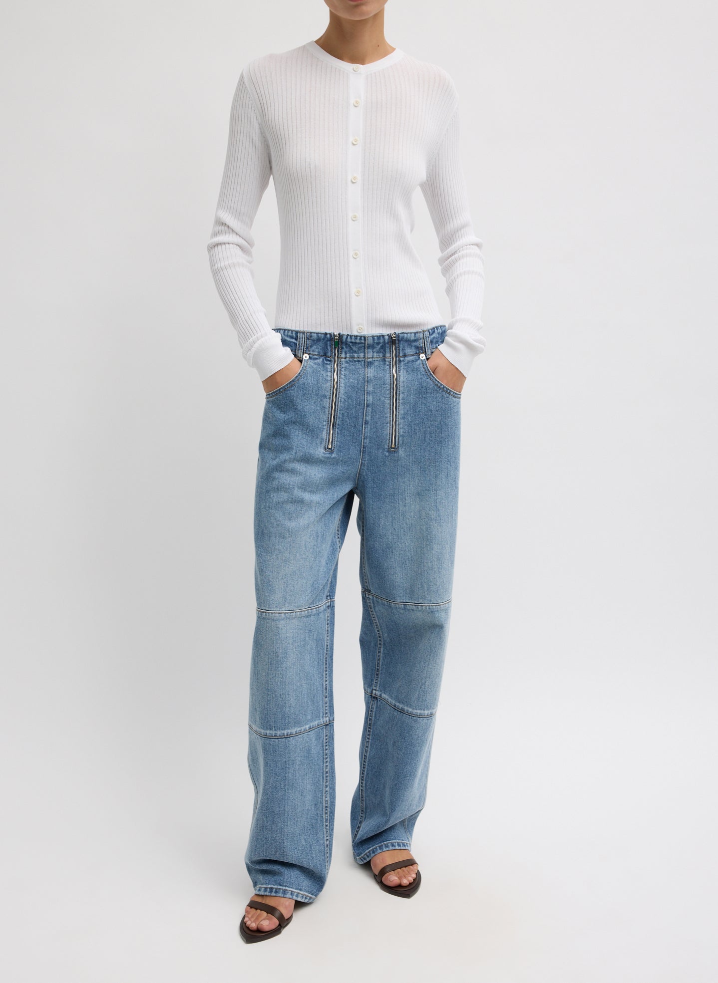 Tibi Ribbed Sweater Slim Cardigan