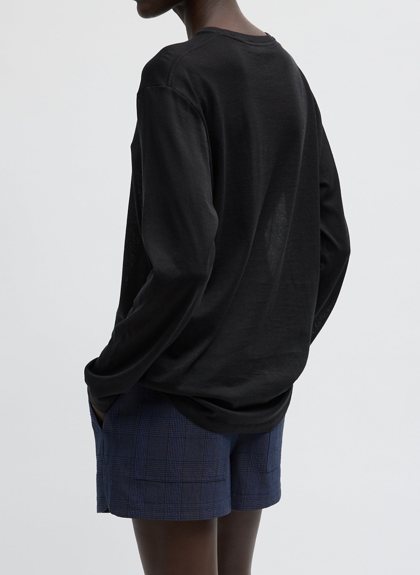 Tibi Sheer Crepe Knit Crewneck Unisex Long Sleeve T-Shirt