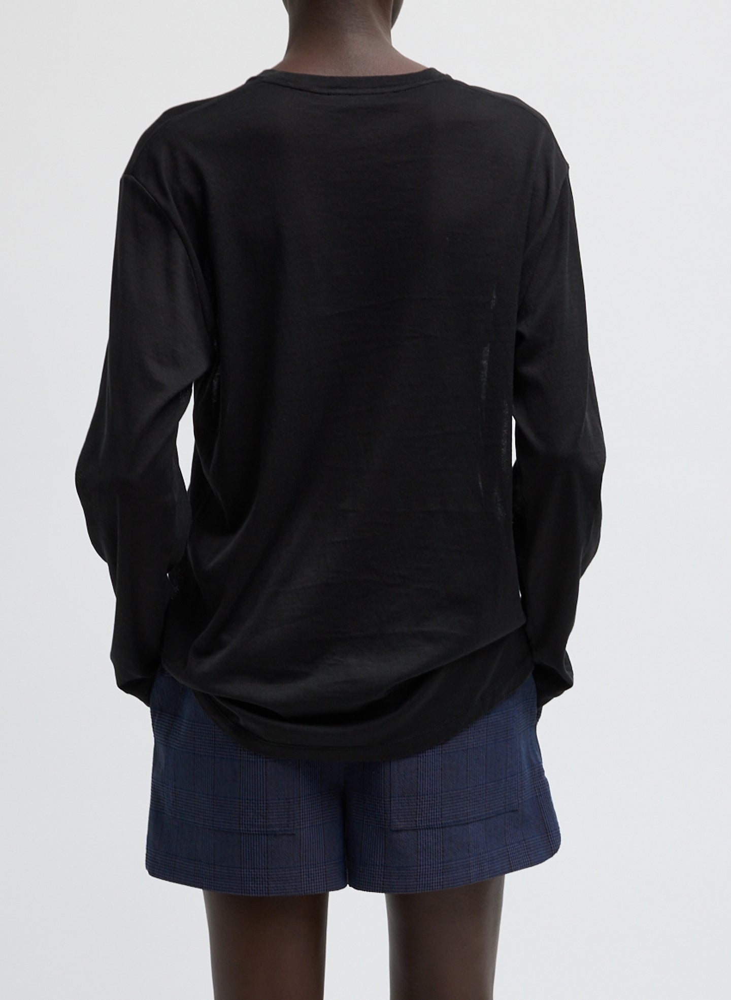 Tibi Sheer Crepe Knit Crewneck Unisex Long Sleeve T-Shirt