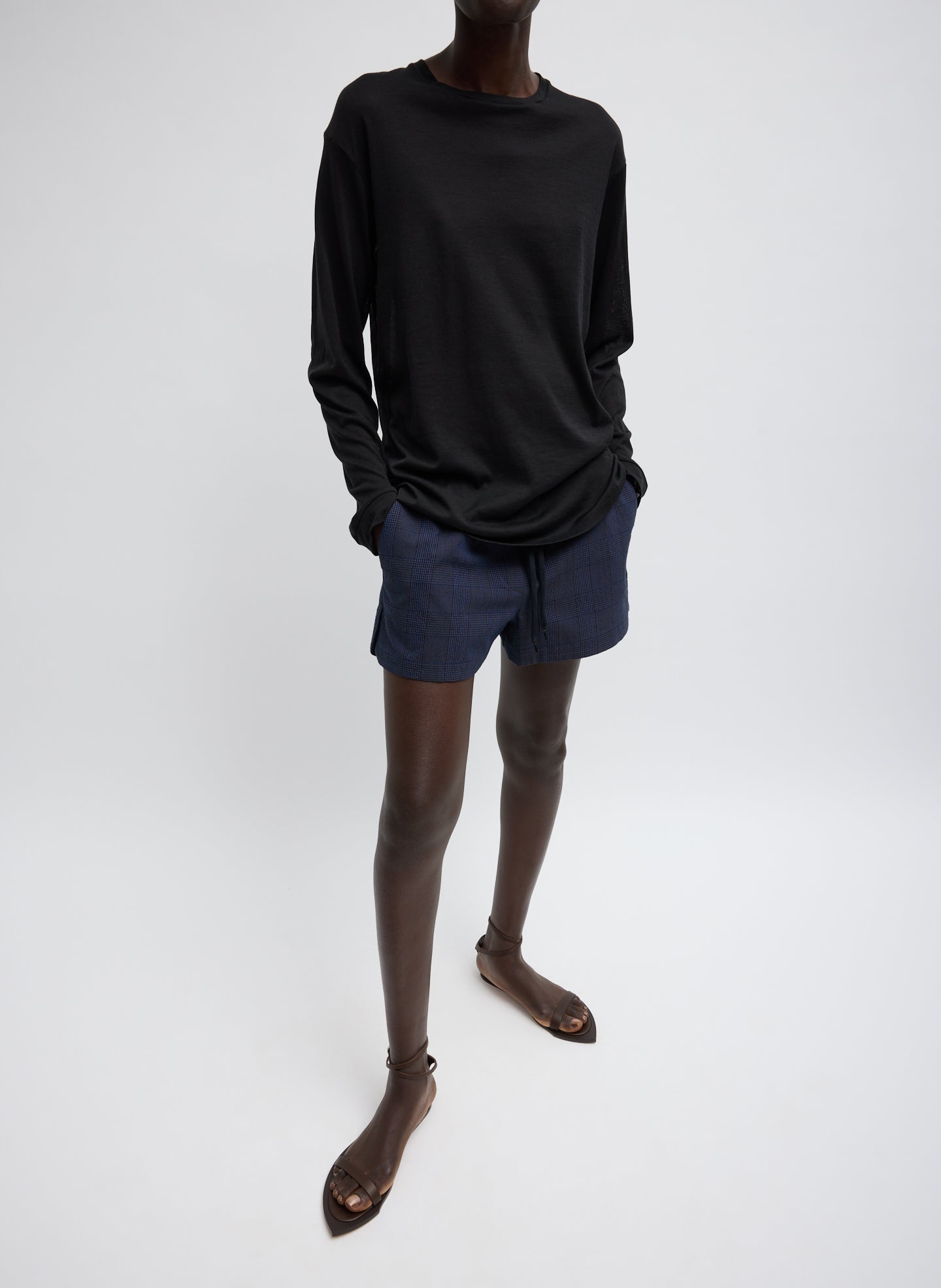 Tibi Sheer Crepe Knit Crewneck Unisex Long Sleeve T-Shirt