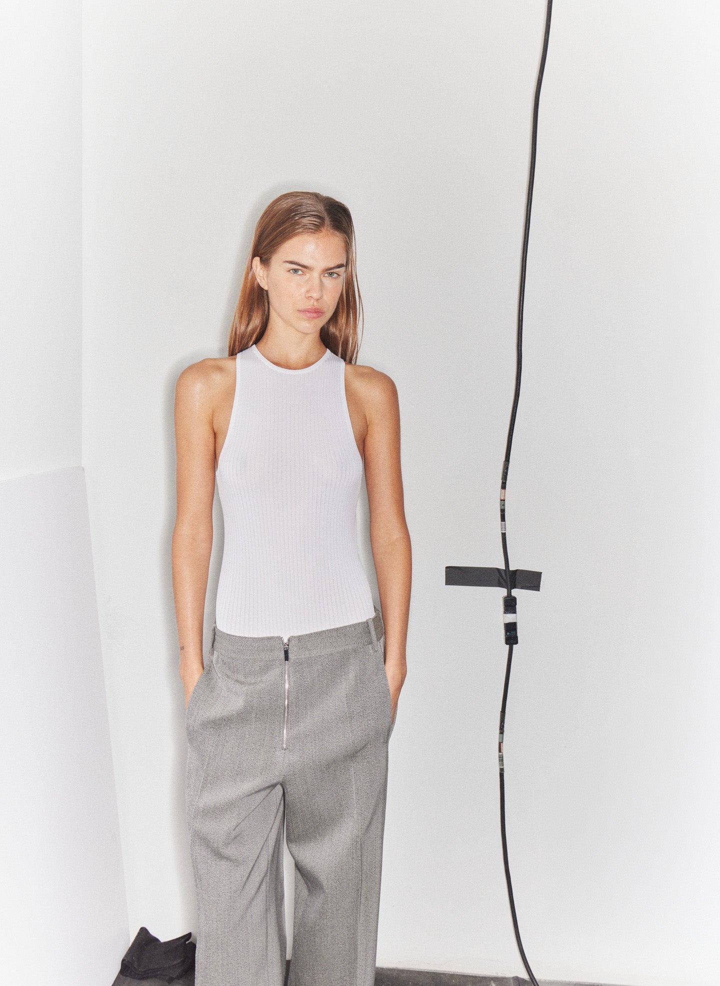 Tibi Ribbed Sweater Cut Out Tank