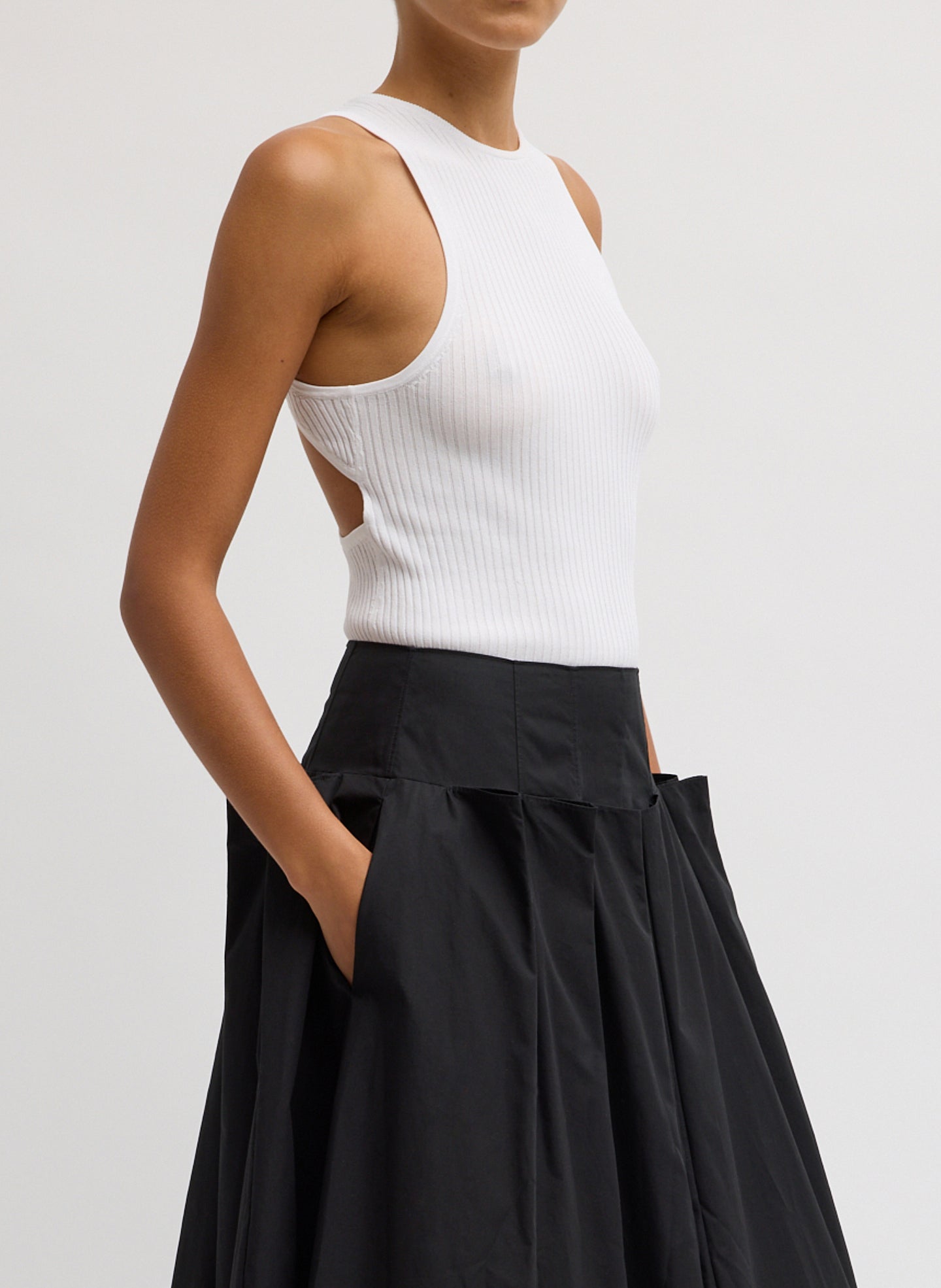 Tibi Ribbed Sweater Cut Out Tank