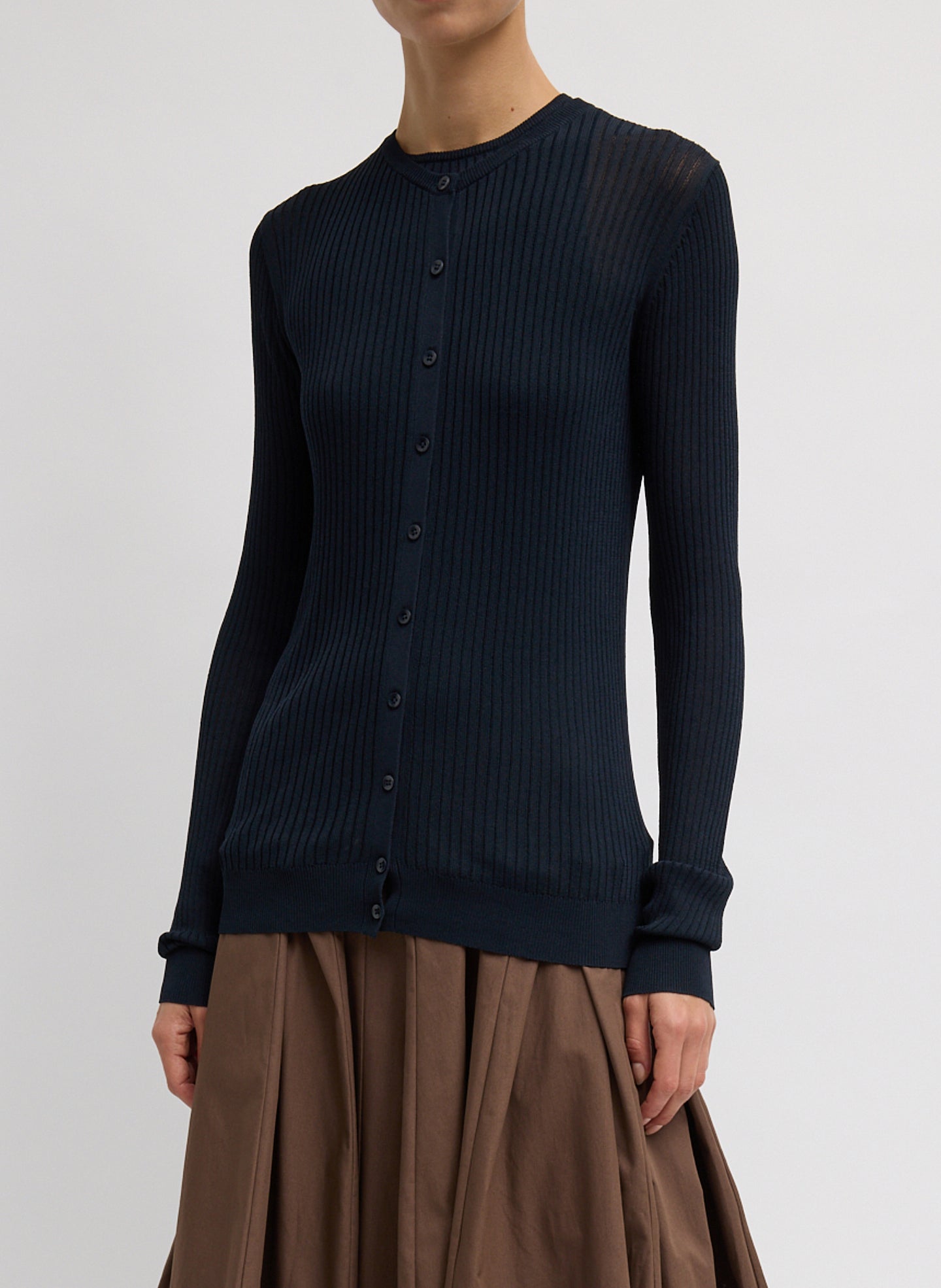 Tibi Ribbed Sweater Slim Cardigan
