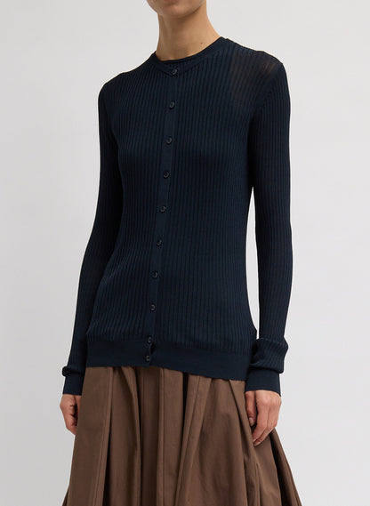 Tibi Ribbed Sweater Slim Cardigan