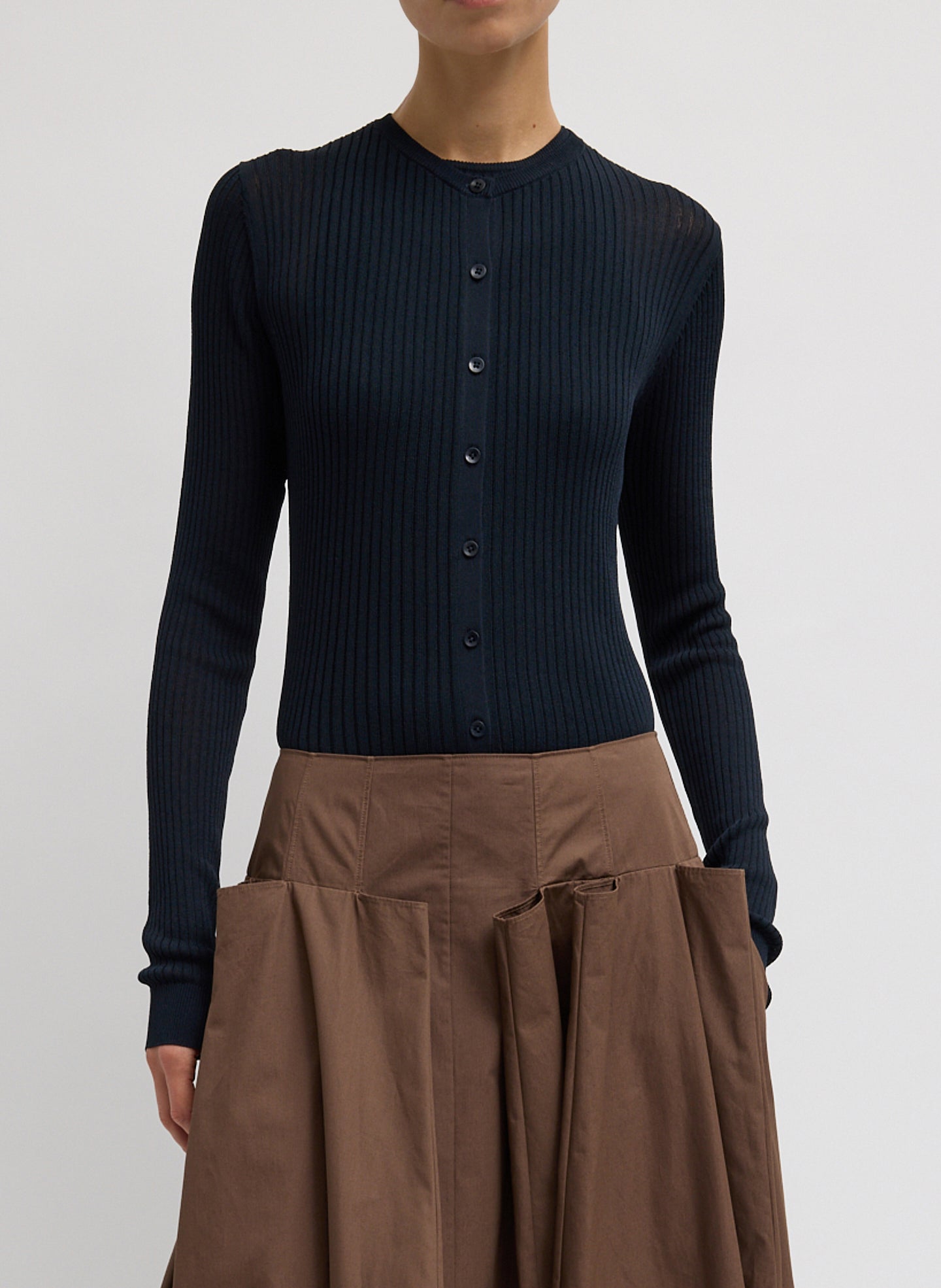 Tibi Ribbed Sweater Slim Cardigan