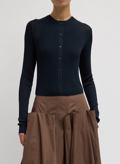 Tibi Ribbed Sweater Slim Cardigan