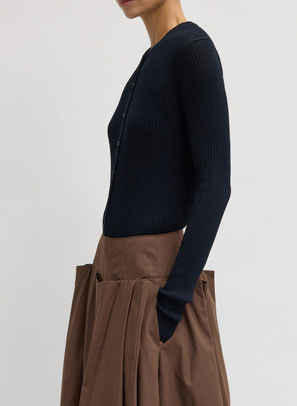 Tibi Ribbed Sweater Slim Cardigan
