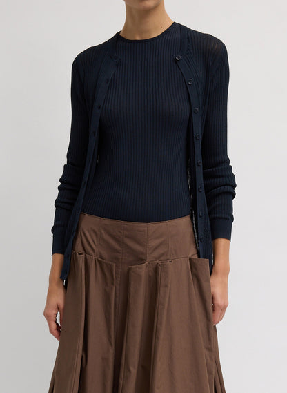Tibi Ribbed Sweater Slim Cardigan