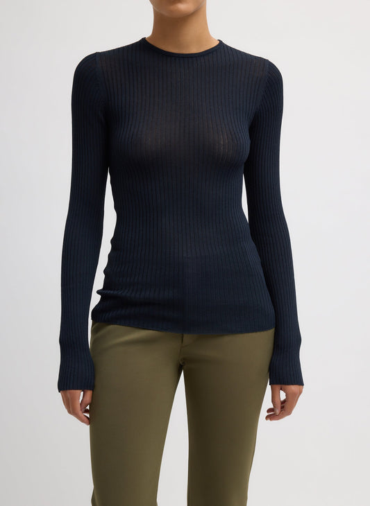 Tibi Ribbed Sweater Crewneck Pullover