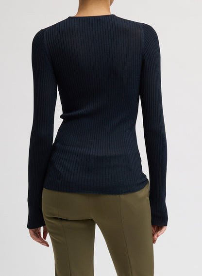 Tibi Ribbed Sweater Crewneck Pullover