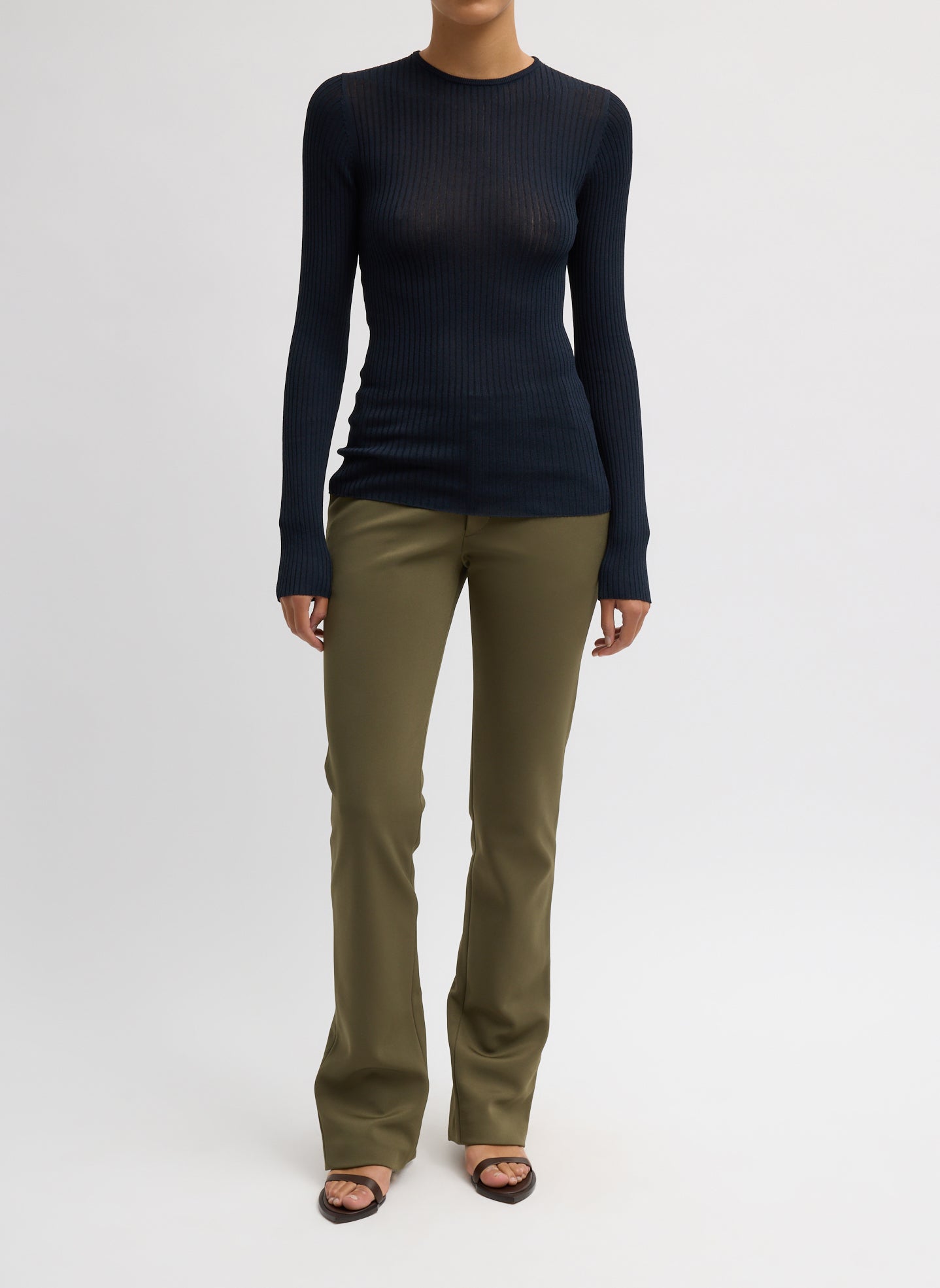 Tibi Ribbed Sweater Crewneck Pullover
