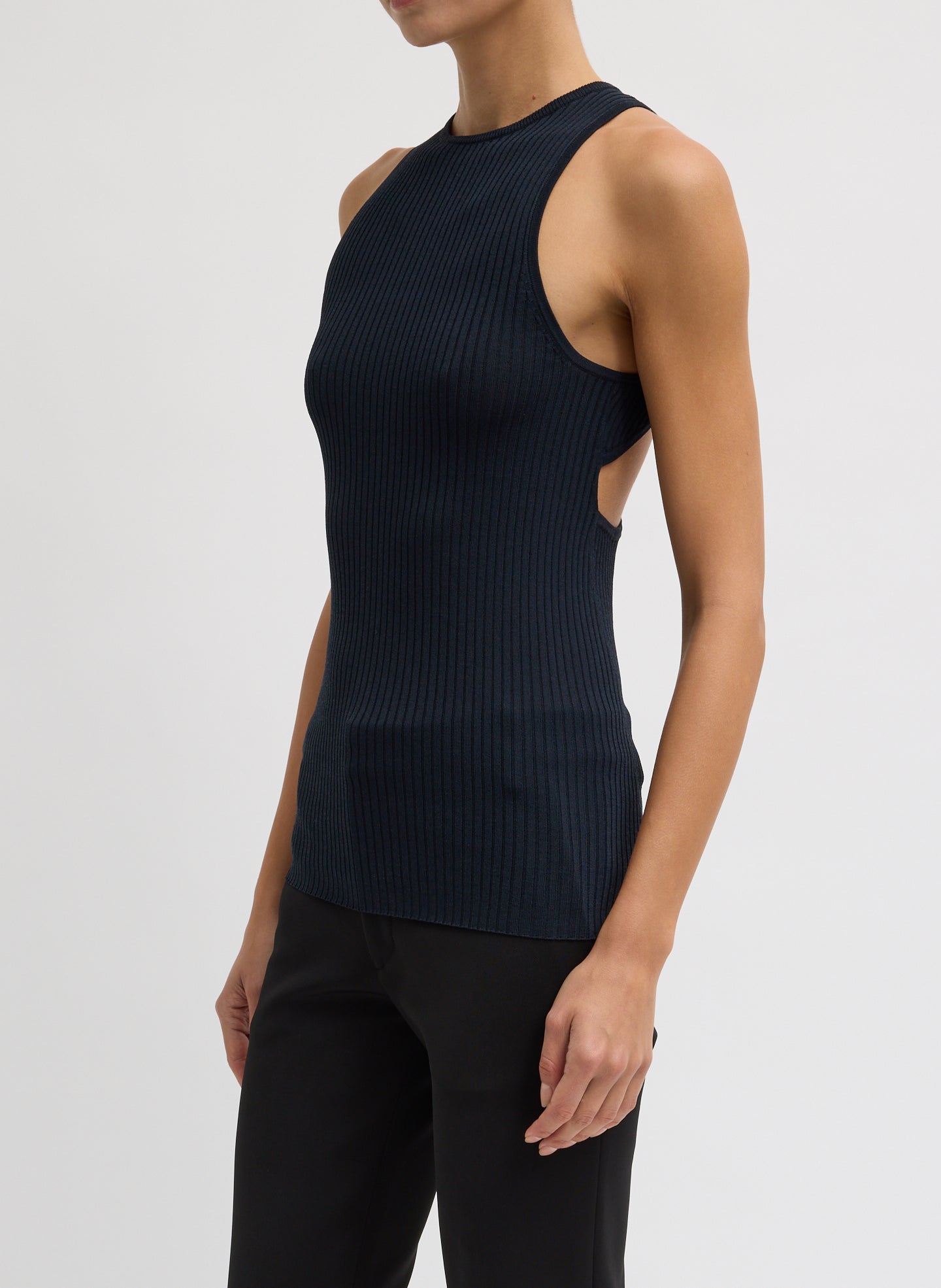 Tibi Ribbed Sweater Cut Out Tank