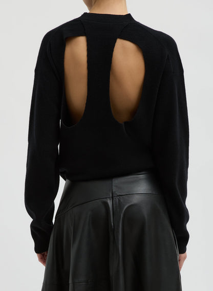 Tibi Anna Merino Wool Cut Out Racerback Pullover