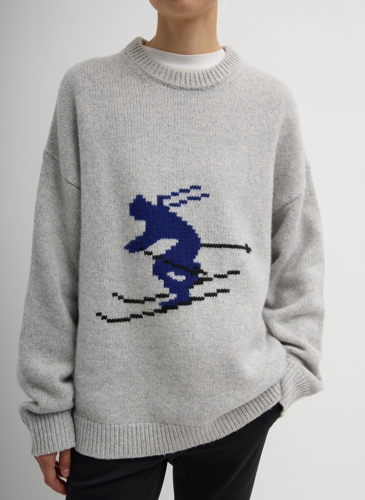 Tibi Soft Wool Ski Easy Pullover Crewneck Sweater