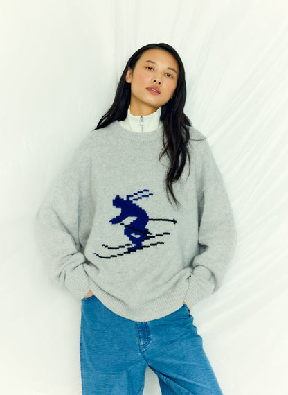 Tibi Soft Wool Ski Easy Pullover Crewneck Sweater