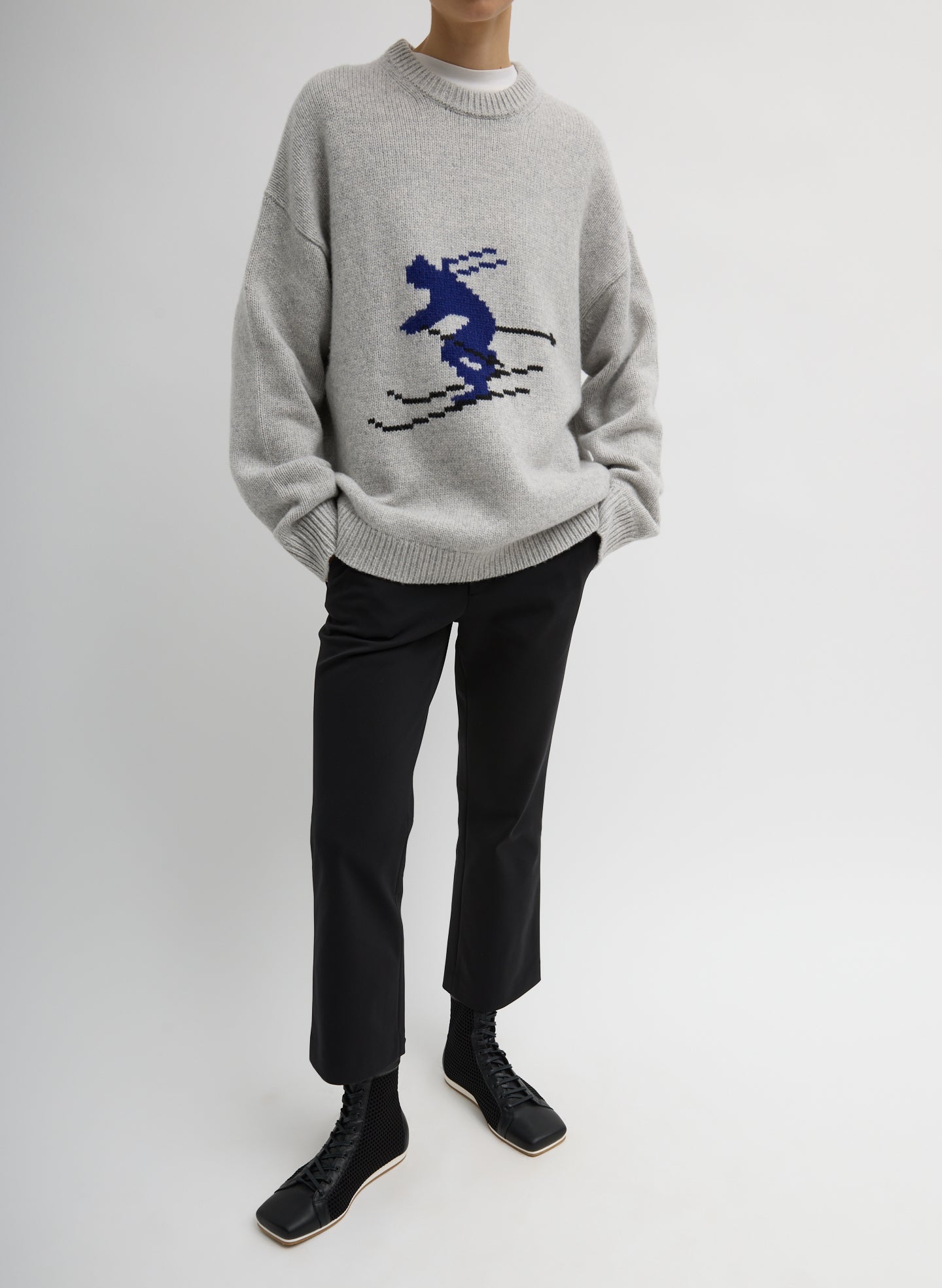 Tibi Soft Wool Ski Easy Pullover Crewneck Sweater