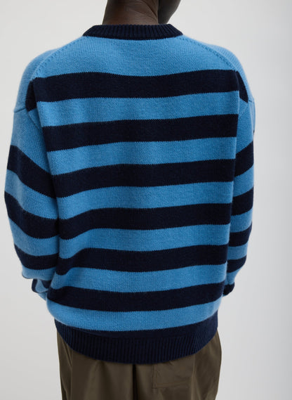 Tibi Striped Cashmere Crewneck Easy Pullover