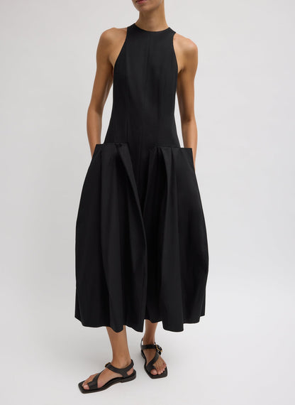Tibi Compact Eco Poplin Pinched Pleat Dress
