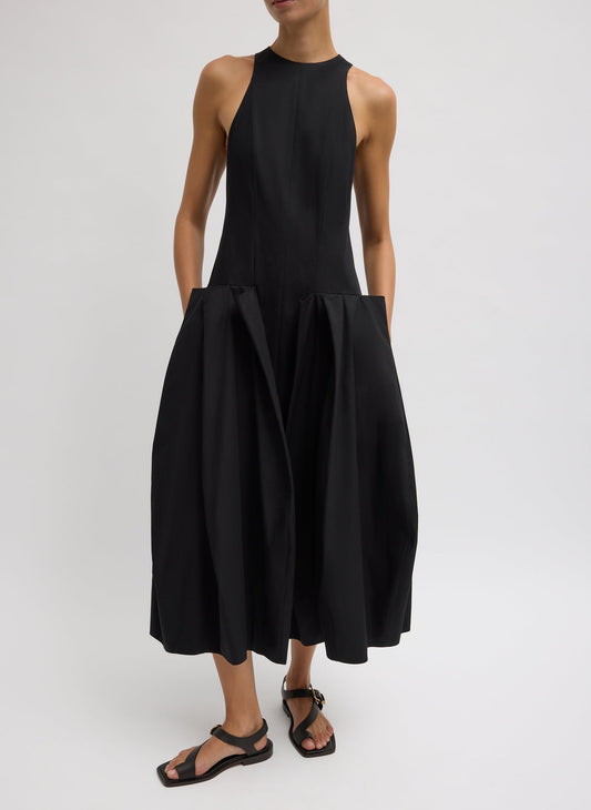Tibi Compact Eco Poplin Pinched Pleat Dress