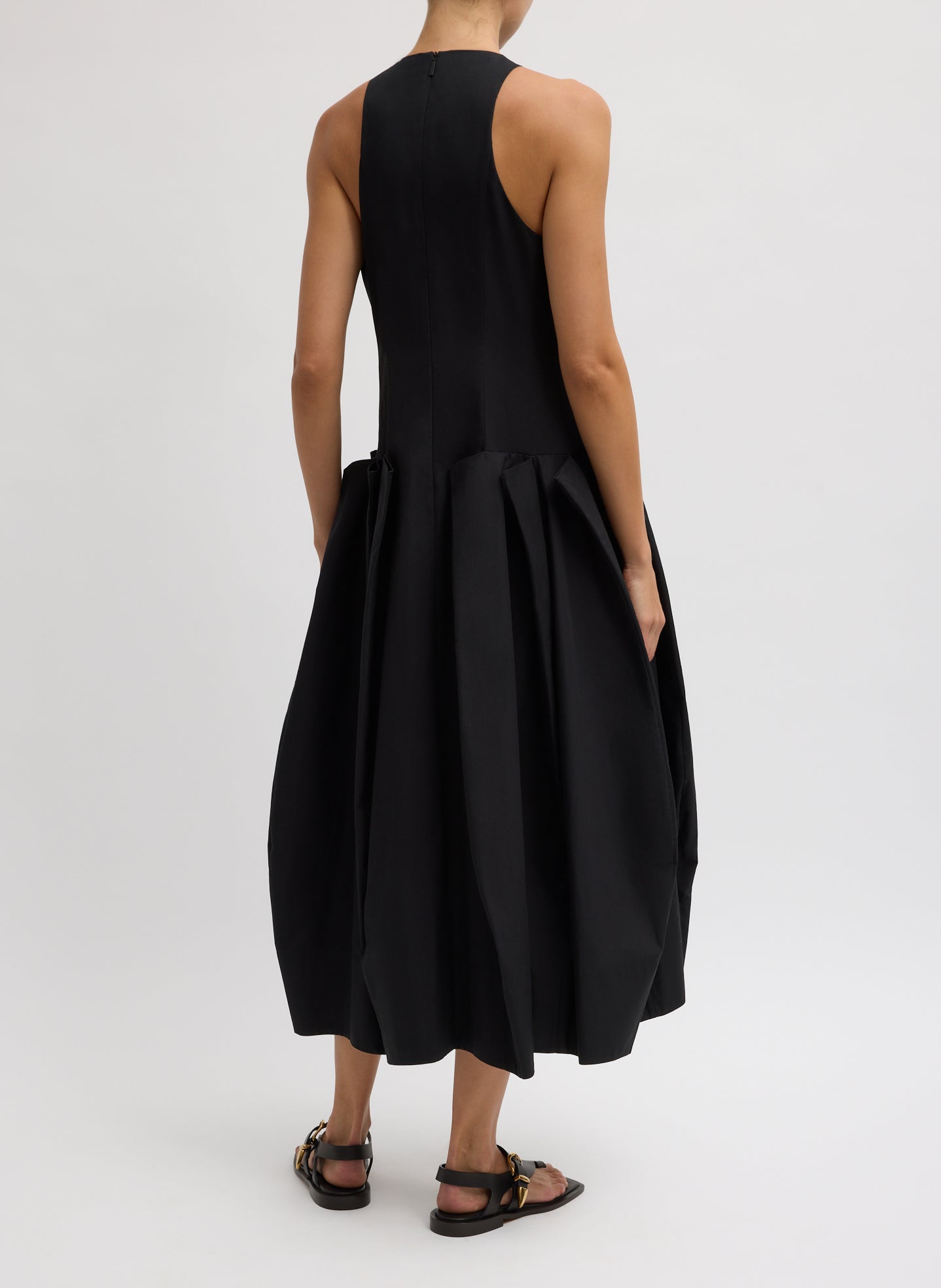 Tibi Compact Eco Poplin Pinched Pleat Dress