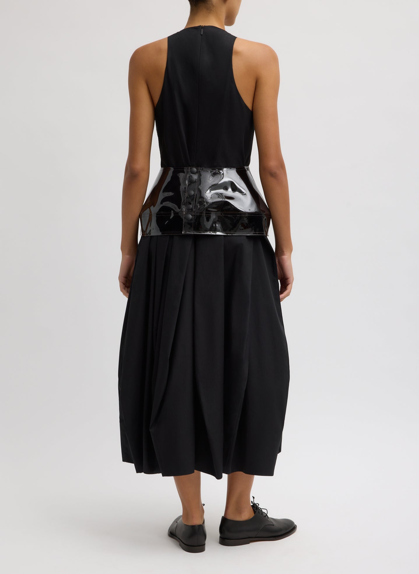 Tibi Compact Eco Poplin Pinched Pleat Dress
