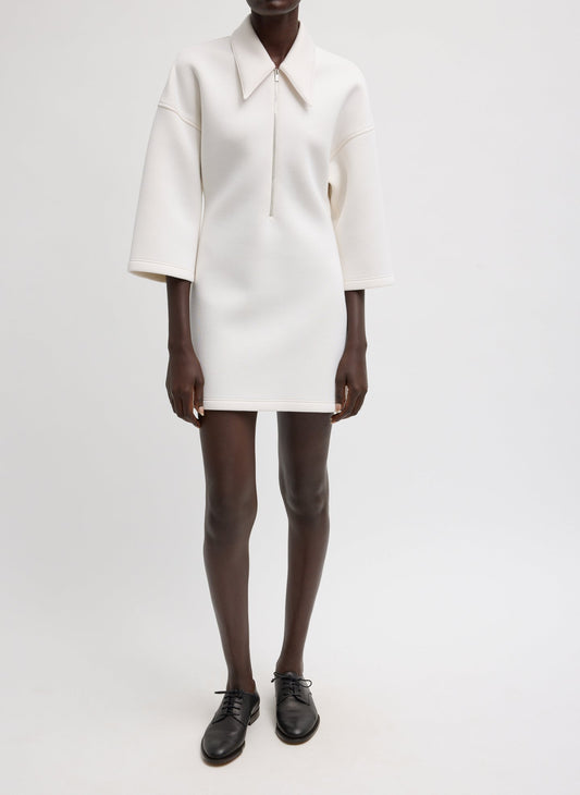 Tibi Bonded Viscose Zip Front Short Sleeve Slim Tunic
