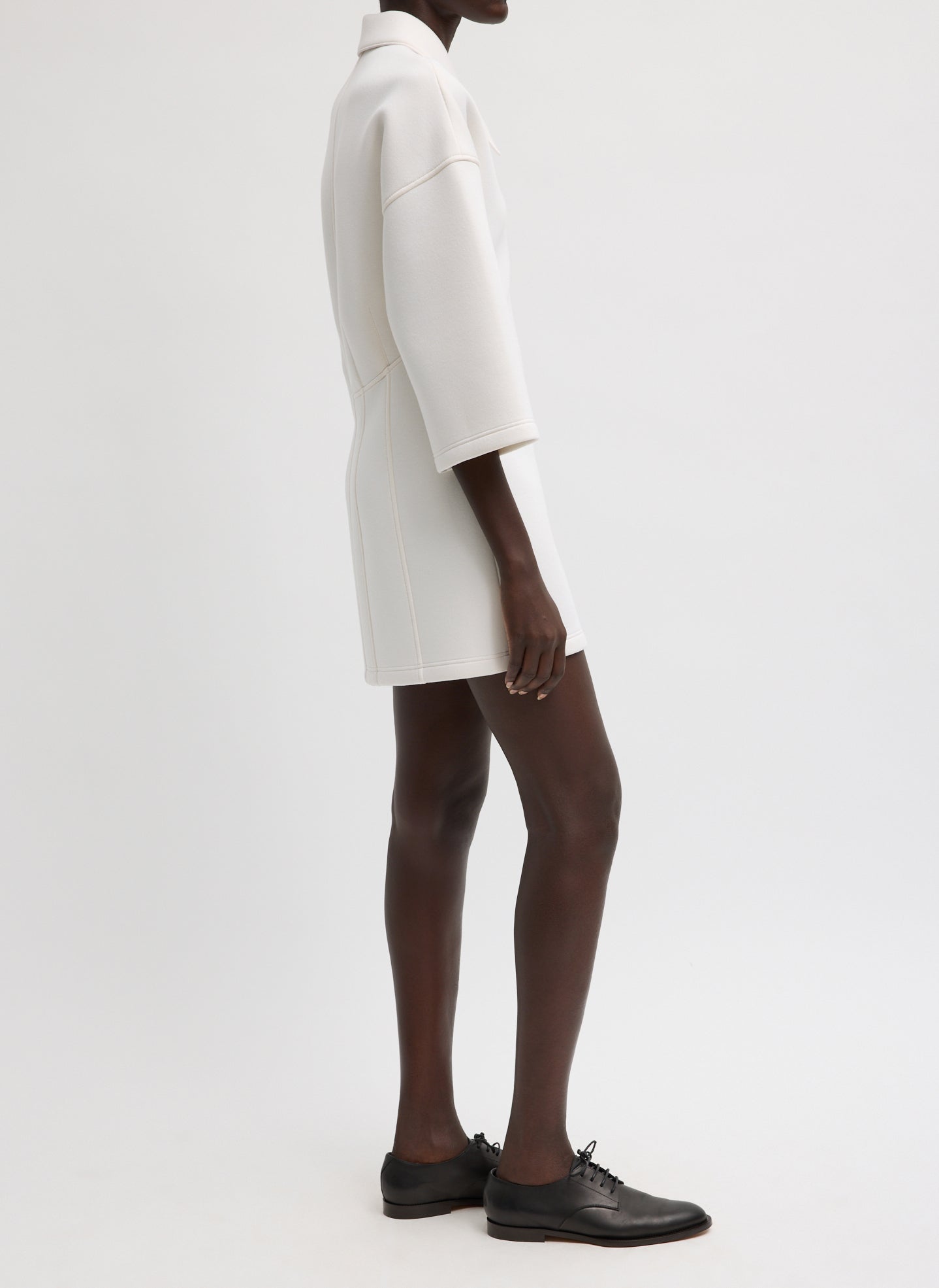 Tibi Bonded Viscose Zip Front Short Sleeve Slim Tunic