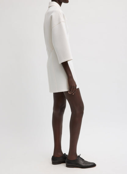 Tibi Bonded Viscose Zip Front Short Sleeve Slim Tunic