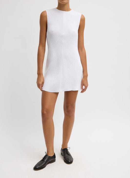 Tibi Viscose Plisse Sleeveless Bias Short Tunic Dress