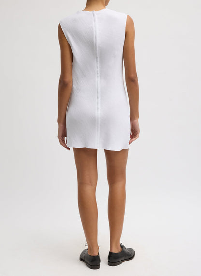 Tibi Viscose Plisse Sleeveless Bias Short Tunic Dress
